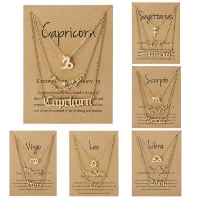 Charm Necklace Men Women Girls Gifts Gold  Silver 1PC Necklace Pendant 12 Constellation Jewelry  Handmade