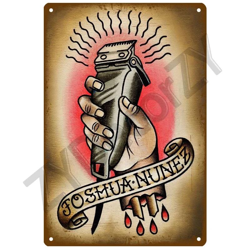 1pc Vintage BARBER SHOP Metal Sign Poster Cafe Bar Pub Tin Sign Plaque Retro Haircut and Shave Beard Sign Home Decor 8x12 Inch