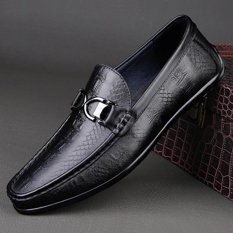 Leisure Walk Loafers Men Genuine Leather Handmade Slip On Flats Luxury Brand Casual Driving Shoe New Man Moccasins Walking Shoes