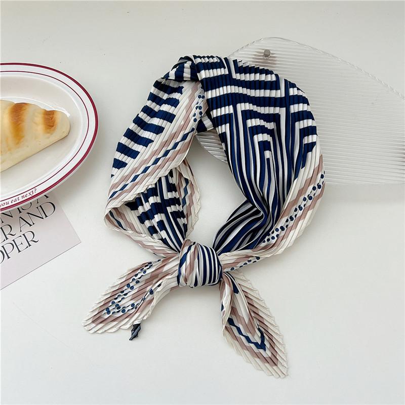 70cm Crumpled Scarf Kerchief Print Square Scarves Women DIY Hair Band Ribbon Headscarf Bandanas Headband Neck Wraps Neckerchief