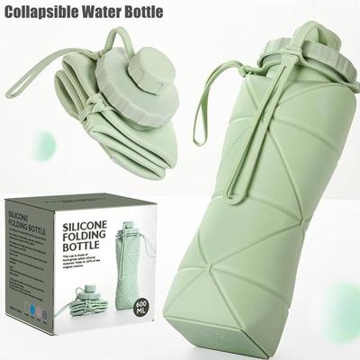 Garrafa de água dobrável durável, 600ml, válvula à prova de vazamento, reutilizável, garrafa de água de viagem para academia, acampamento, distância