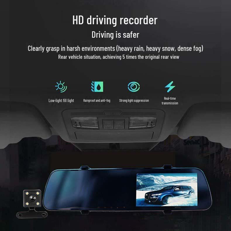 4.5-Inch WiFi Rearview Mirror Dash Cam, HD 1080P, Dual Front and Rear Recording
