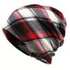 Contrasting Colors Turban Hats Plaid Print Casual Hedging Cap Gifts Pullover Hat  Autumn and Winter