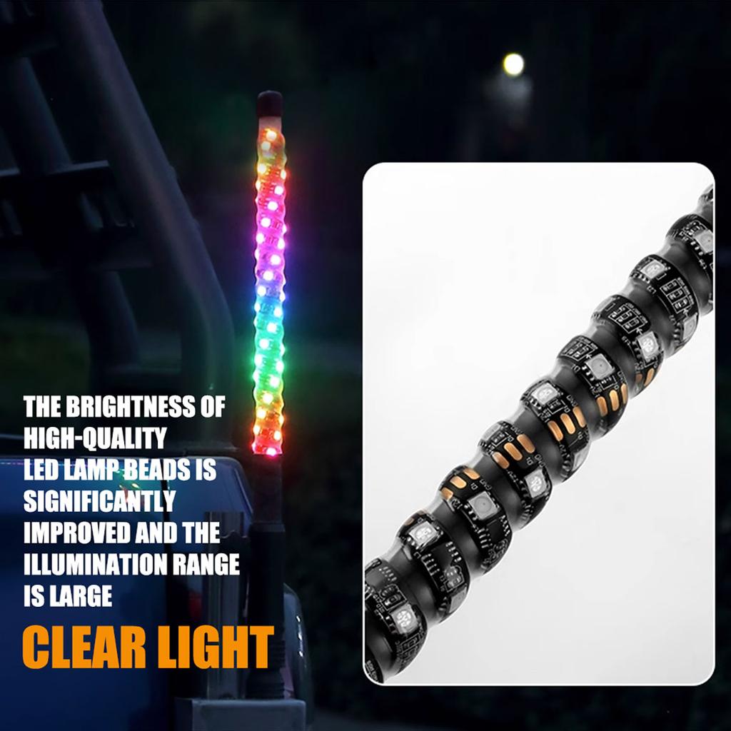 Lámpara de mástil de bandera LED RGB de 30/60/90 cm para UTV Jeep Off-road ATV Camión Luz Ambiental Automática de 1 pie con Mando a Distancia Luz de Bandera Impermeable