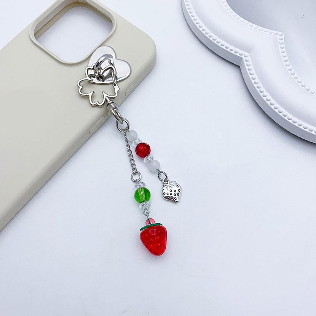 Fashion Strawberry Fruit Peach Hanging Pendant Sweet Phone Strap Bag Decoration Portable Hanging Lanyard for Girls Women