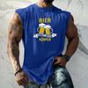 Men Sleeveless Tank Top Loose Fit Casual Streetwear Beer Festival Graphic Printed Muscle Shirt Summer Vacation Workout Gym Vest