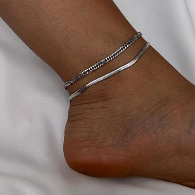 Alloy Double-layer Anklet Jewelry New Thick Chain Jewelry High-end Bracelet Girls Anklet