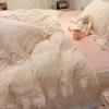 Fairy-Style Ruffle Cotton 4-Piece Set: Girly Heart Floral Duvet Cover with 1.8m Bed Skirt.