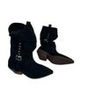 2025 Autumn and Winter New French Retro Thick Heel Western Cowboy Boots Women's Pointed Belt Buckle Medium Boots