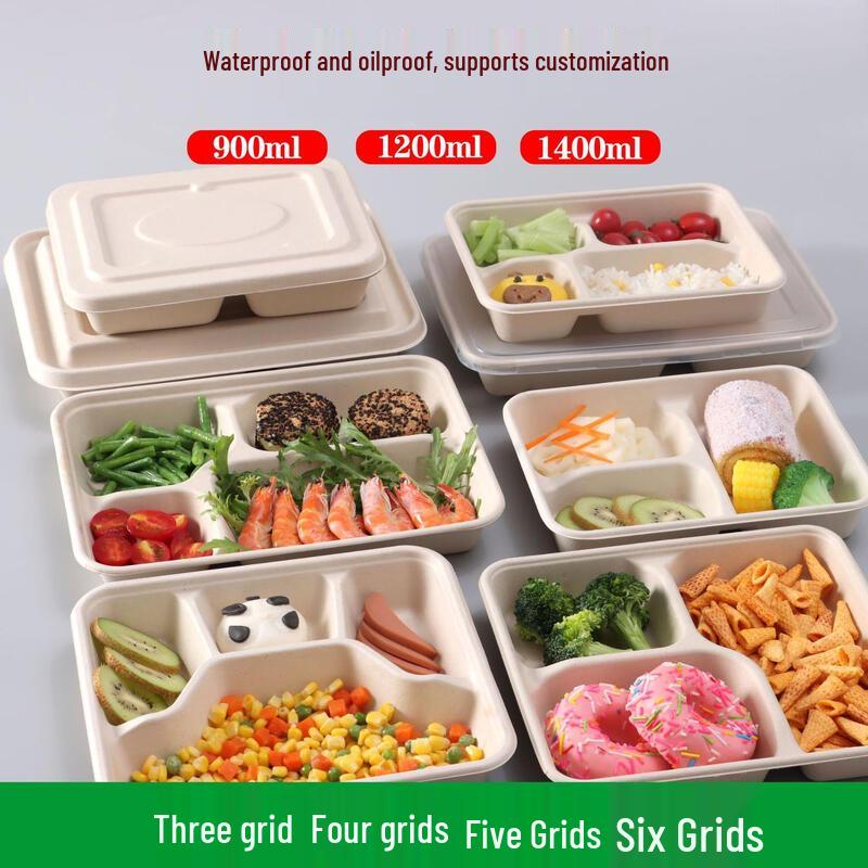 ZLIII Biodegradable Compartmented Lunch Boxes with Lids