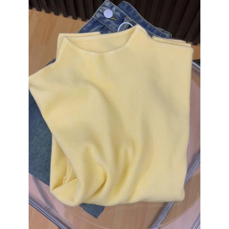 Stand-up Collar Soft Waxy Knitted Long-sleeved Bottoming Shirt Women's New Winter Sweater Autumn Dress Solid Color Top