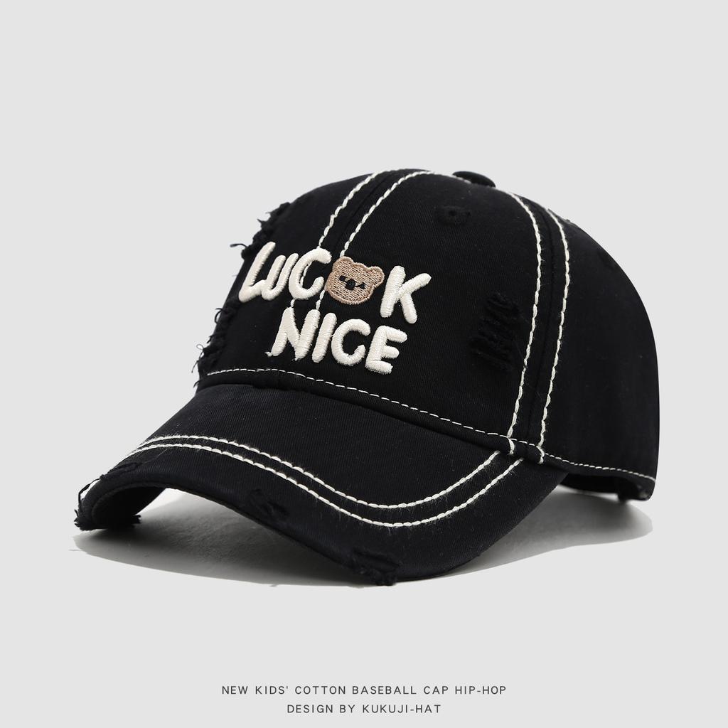New Unisex Children's Hat Embroidered with Letters, Cotton Baseball Cap, Casual Outdoor Adjustable Cap, Fashionable Street Hat
