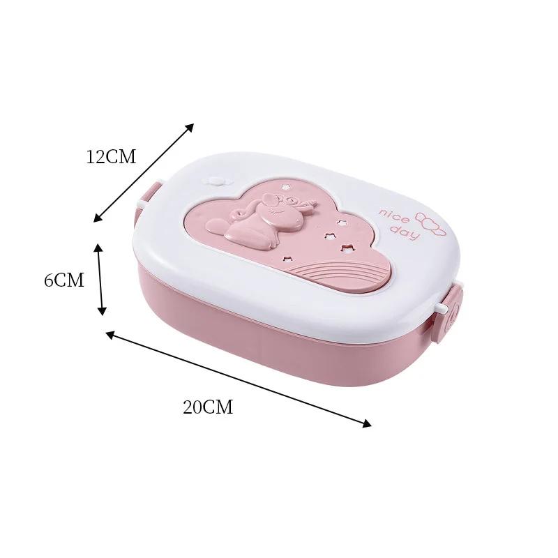 

Cute Unicorn Divided Lunch Box Portable Microwave Heated Cartoon Bento Box Durable Student Adult Meal Box рожевий
