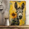 Metal Wall Art Vintage Farm Sign Rustic Donkey Sunflower Decor Farmhouse Country Wall Decor Gift for Garden Living Room Porch