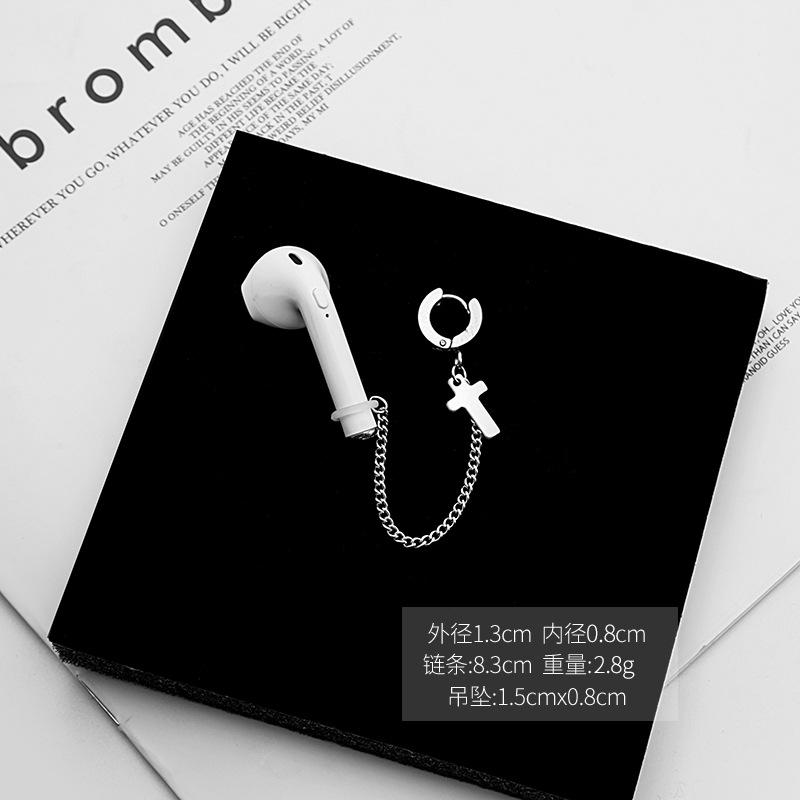 Orecchini Airpods Anti-Perdita Tendenza Creativa, Bluetooth Wireless Senza Foratura Orecchie Orecchini a Croce in Acciaio Inossidabile
