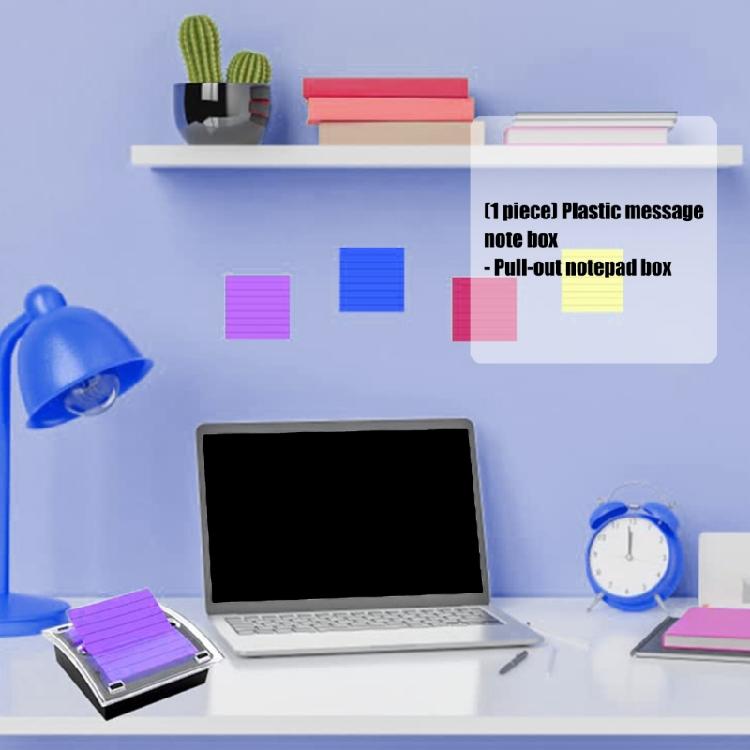 Desktop Note Container Clear Plastic Note Organiser Box Pull Out Sticky Notes Dispenser For School Office Home Use