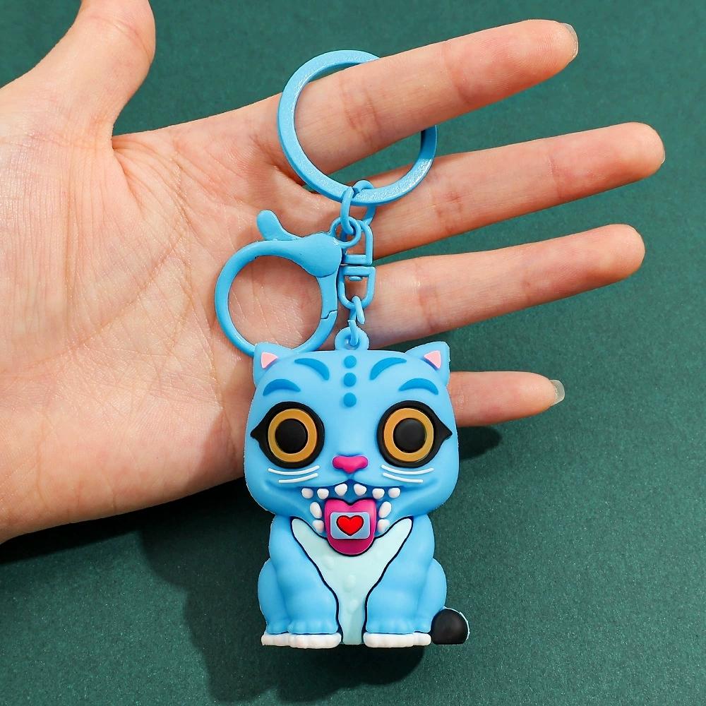 KPOP Demon Hunters Keychain, Tiger Character PVC Figure Keychain, Cute Harajuku Style Key Ring for Kids & Fans Halloween
