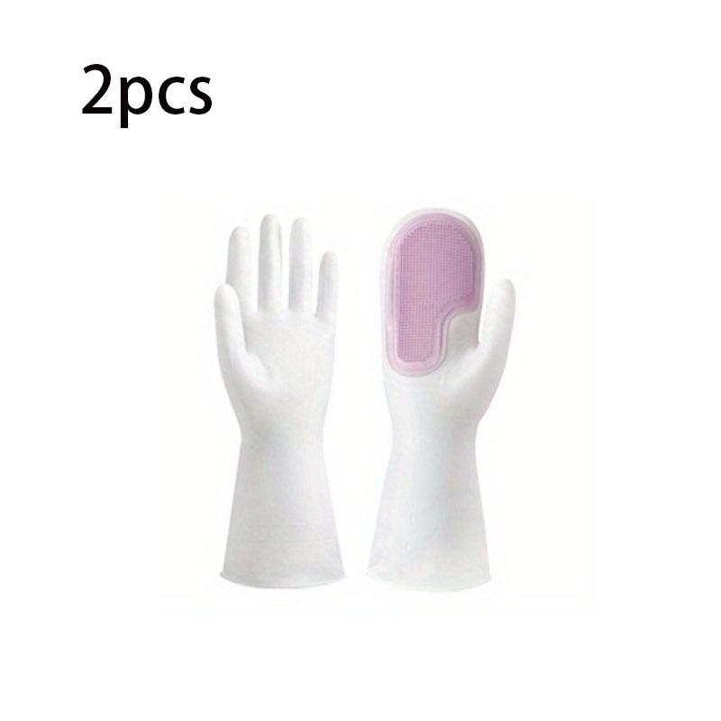 

2 шт. резиновые латексные перчатки для мытья посуды: Водонепроницаемый,, Подходит для уборки кухни, ванной комнаты и на улице 2pcs фиолетовый
