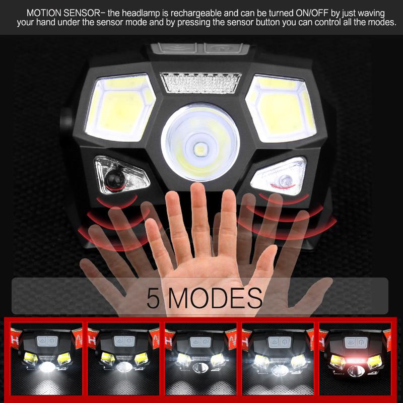 Inductive Headlight 4LED USB Charging Strong Light Led Waterproof Infrared Headlight Fishing Lamp