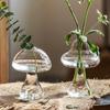 Glass Mushroom Vase Clear Small Bud Flower Vase Cute Mushroom Propagation Stations for Home Room Kitchen Office Windowsill Decoration