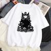 Cat Mushroom Halloween top women streetwear t shirt girl comic clothing