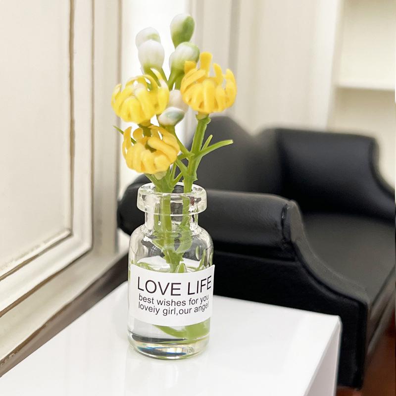 

1:12 Миниатюрная ваза для кукольного домика, цветочная композиция, бутылка, гидропонные растения, декор для дома и сада, аксессуары для кукольного домика