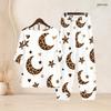 Women Plus Size White Printed Two Piece Set Crew Neck Half Sleeve Top Cross Hem Pants