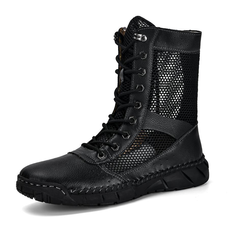 

Couple Fashion Outdoor Hiking Shoes Four Seasons Men s Mesh Breathable High Top Shoes Youth Lace-up Training Boots 36