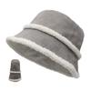 Plush bucket hat women's 25 new autumn and winter face small plain bucket hat warm temperament desk lamp hat