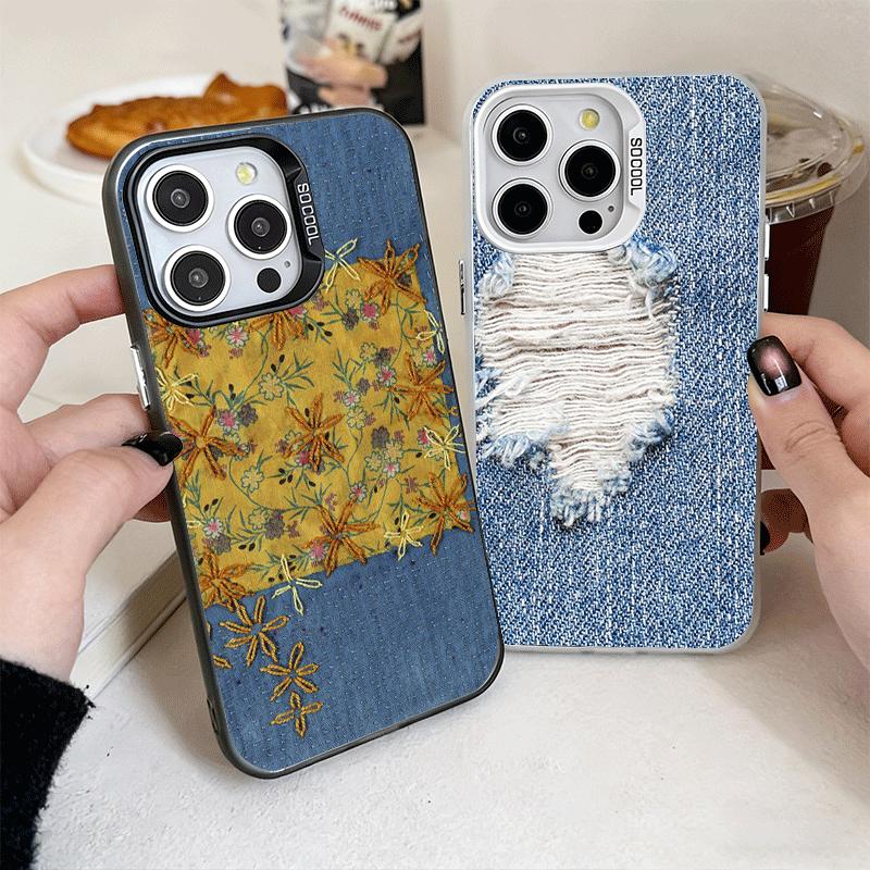Retro Denim Pattern Soft Phone Case for iPhone 15 16 17 Pro Max 17Air 16E 14 Plus 13 12 Mini Shockproof Cover Back Shell