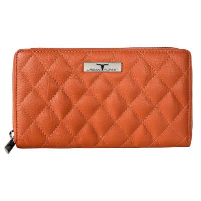 Grace Quilted Orange Leather Wallet/Clutch/Purse for Women