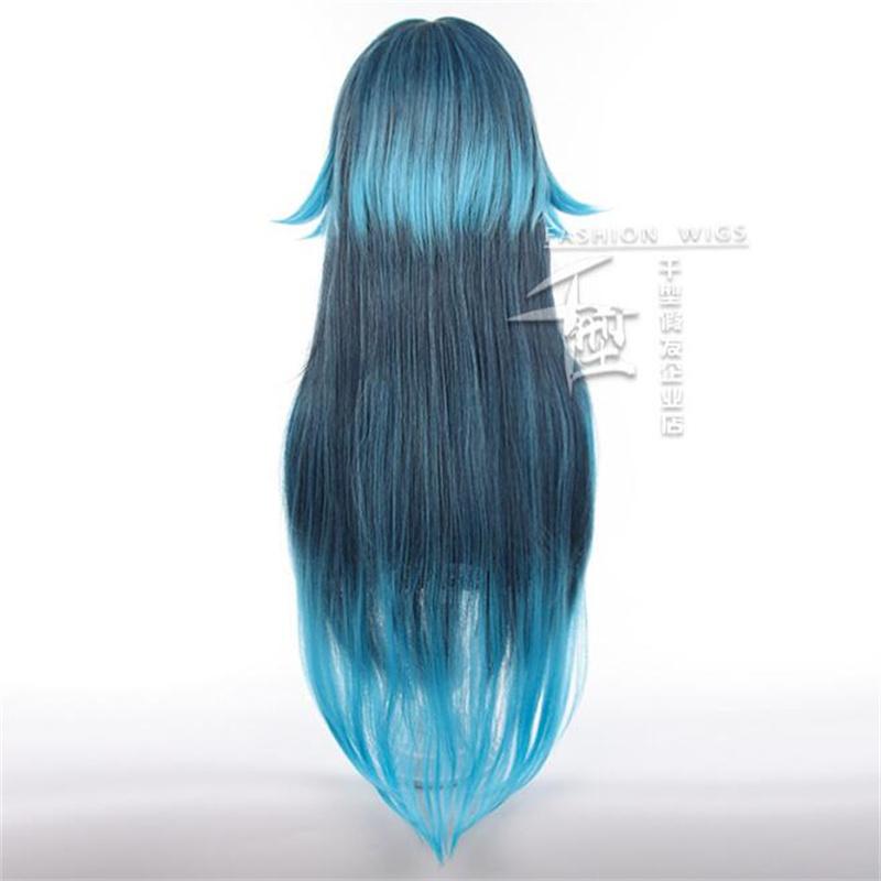 85 cm Genshin Impact Hydro Yaksha perucă Cosplay sora lui Xiao perucă sintetică ondulată lungă, rezistentă la căldură, joc de rol, joc de rol