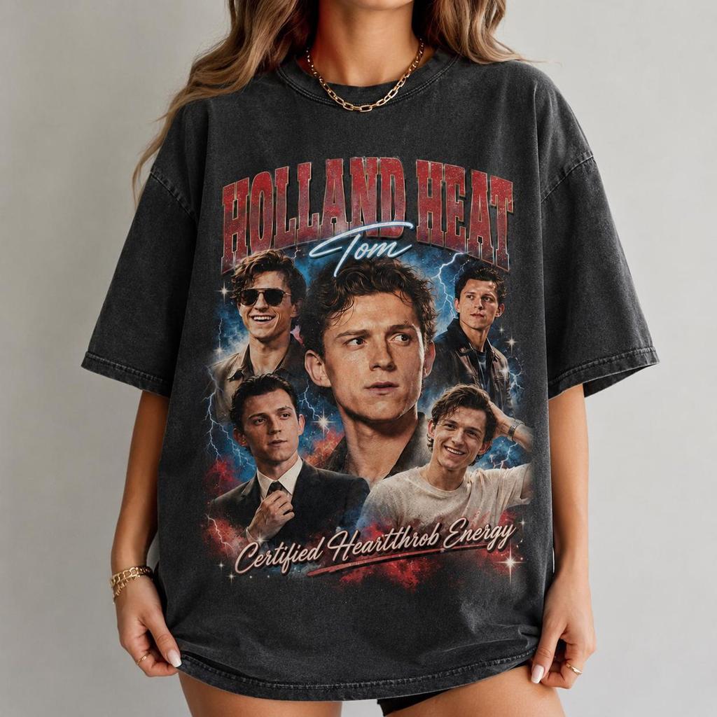 Koszulka z grafiką Tom Holland Certified Heartthrob, Koszulka Retro Collage