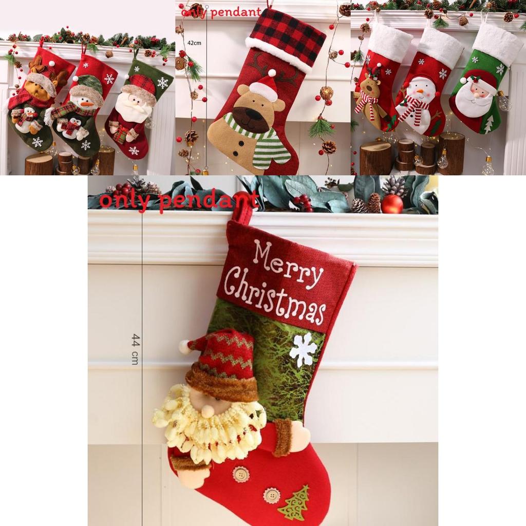 Cute Santa Claus Snowman Elk Socks Shaped Pendant For Holiday Decor