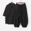 Conjunto de Pantalones y Cárdigan Kimono Japonés para Hombre Tallas Grandes S-9XL Algodón Lino Disfraz de Samurái Harajuku Chaqueta Holgada Traje