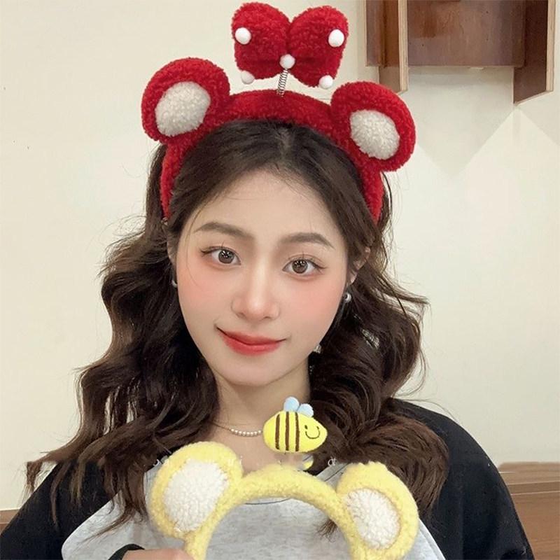Fascia Peluche Cartone Animato Fragola Fiocco & Ape con Fermaglio per Capelli per Donne