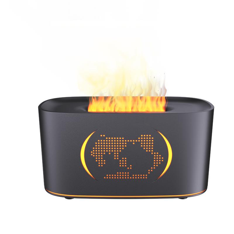 Diffuseur d'arômes à flamme vacillante - Brume automatique, Compact pour la maison/l'hôtel, Diffuseur d'huiles essentielles à grain de bois craquelé