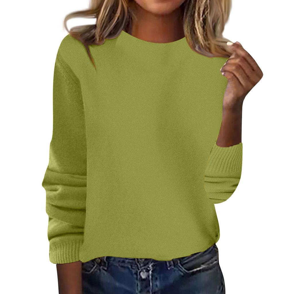 Women's Fashion Loose Round Neck Long Sleeve Bottom Shirt Top Knitted Sweater