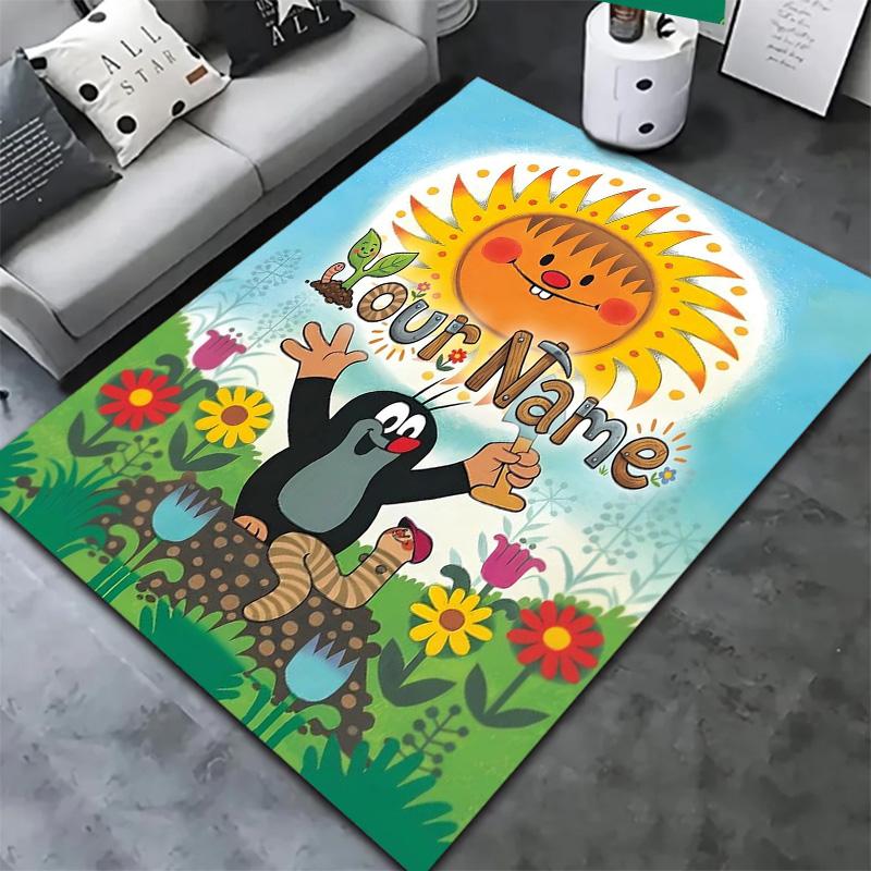 Animal Friends Garden Custom Name Carpet Rug For Living Room Bedroom Home Sofa Decoration Kids Play Nonslip Floor Mat