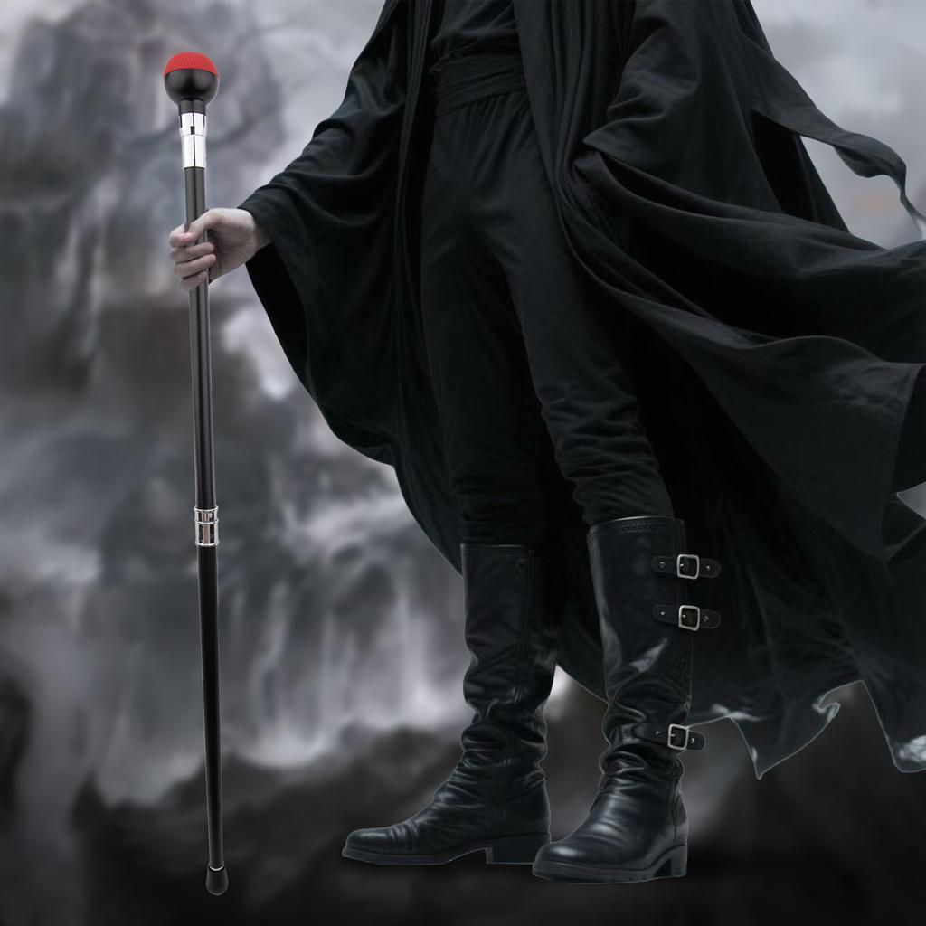 Red Black Gear Ball Silver Walking Cane Fashion Decorative Walking Stick Gentleman Elegant Cosplay Cane Crosier 92cm