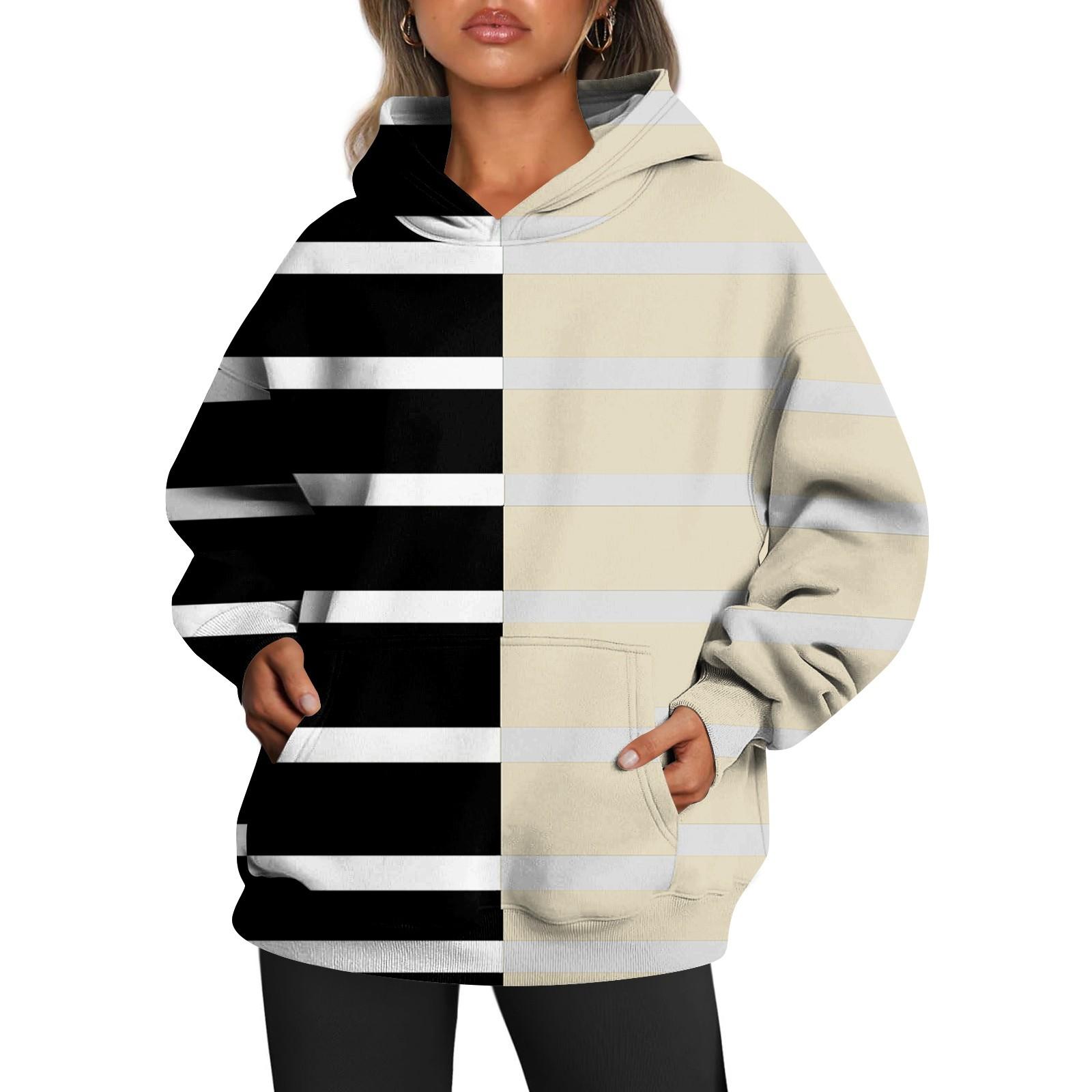 Женские толстовки с капюшоном большого размера с длинным рукавом с принтом — фото 6