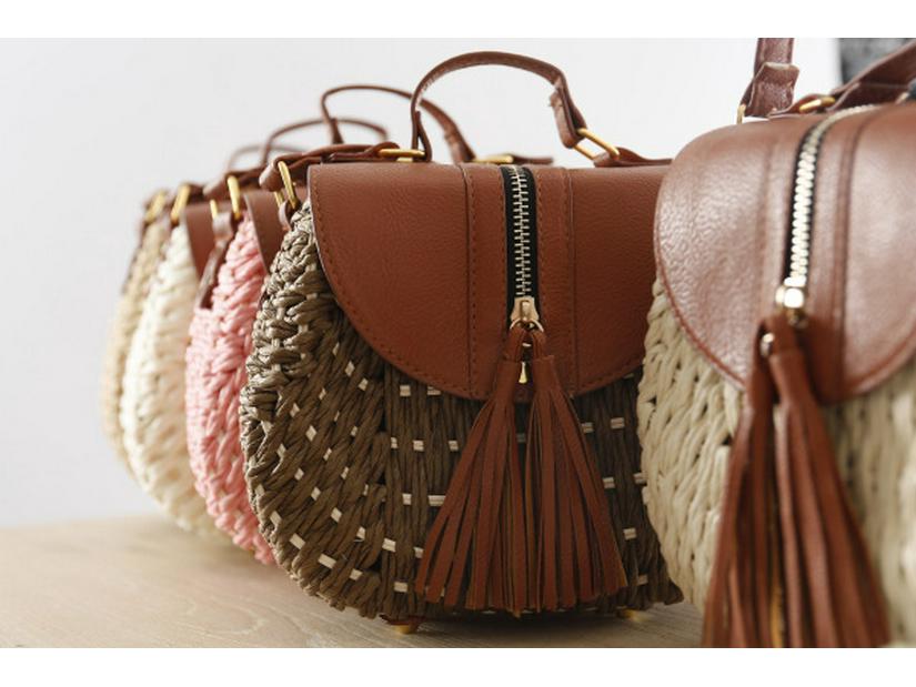 Neue Damen-Crossbody-Strandtasche aus gewebtem Papierseil