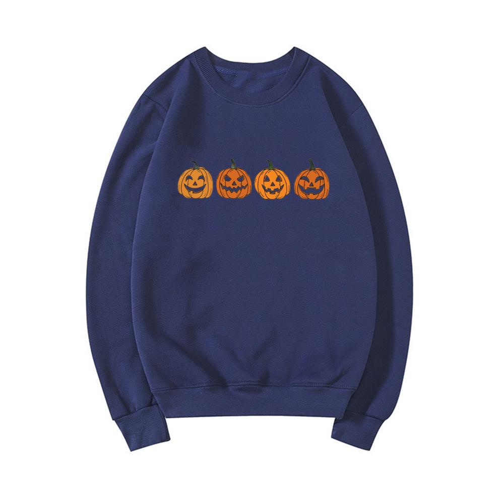 Couple Halloween Evil Pumpkin Head Sweater, Funny Print Fashion Party Hoodie