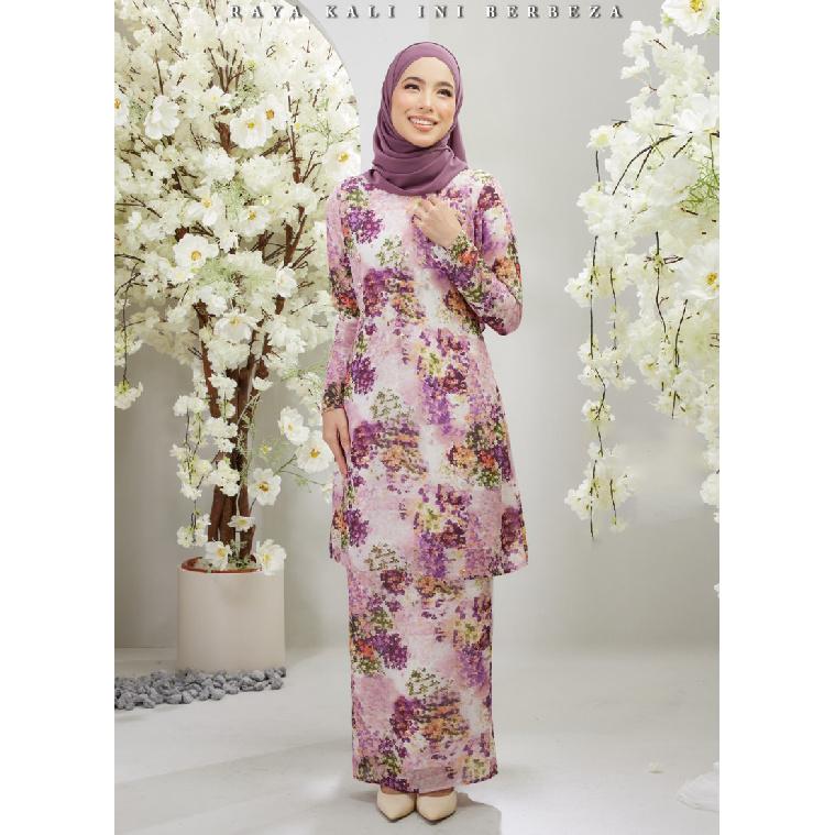 

(Не включая платок) 2025 новый цветочный принт с узором из высококачественной ткани Курунг Паханг женский мусульманский костюм удобный дышащий элегантный модный 4XL разноцветный