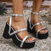 Fashion Gothic Punk Chunky Platform Sandals for Women Buckle Strap Wedge Heel Sandals Woman 2025 Summer Thick Bottom Gladiator Shoes