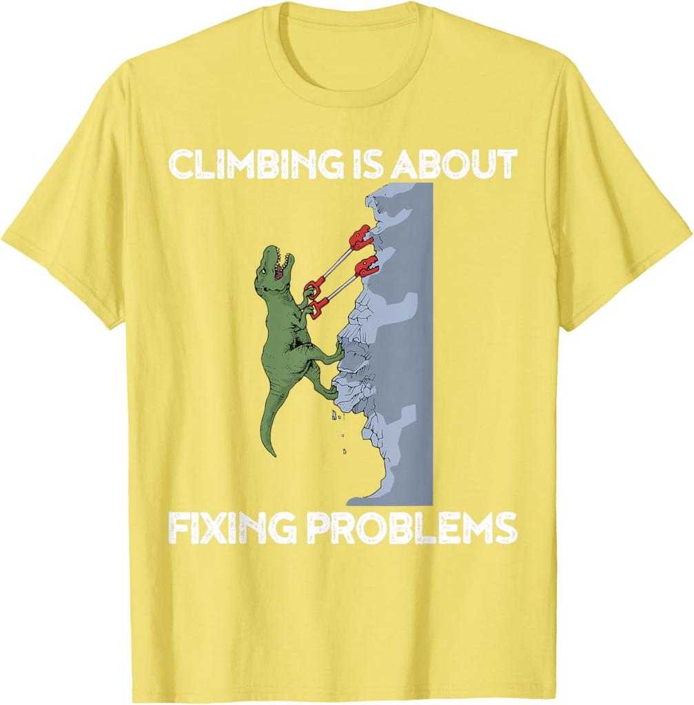 Funny Climbing TShirt TRex Rock Climber Dinosaur Tee TShirt