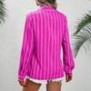 Women's Shirt Button V Neck Striped Loose Long Sleeve Cardigan Shirt Fashion Casual Tops