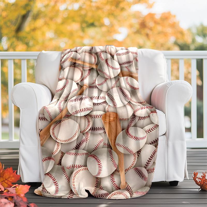 Baseball Theme Printed Blanket - Perfect for Couch, Bed, Travel & Outdoor Use | Machine Washable, Cozy & Durable.