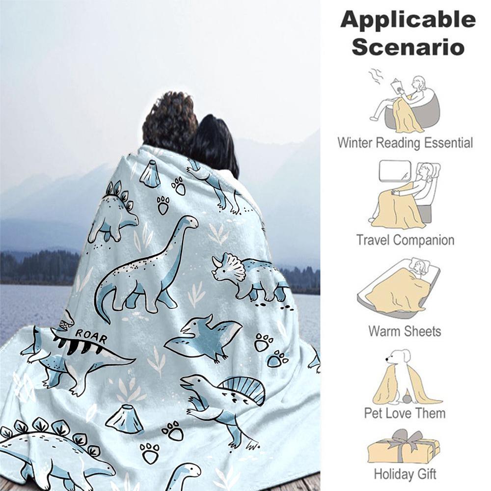 1PC Dinosaur patternOutdoor Flannel Blanket - Soft Plush Decor for Picnics, Camping, Bedroom, Playroom, Office, or Lunch Break 1226A