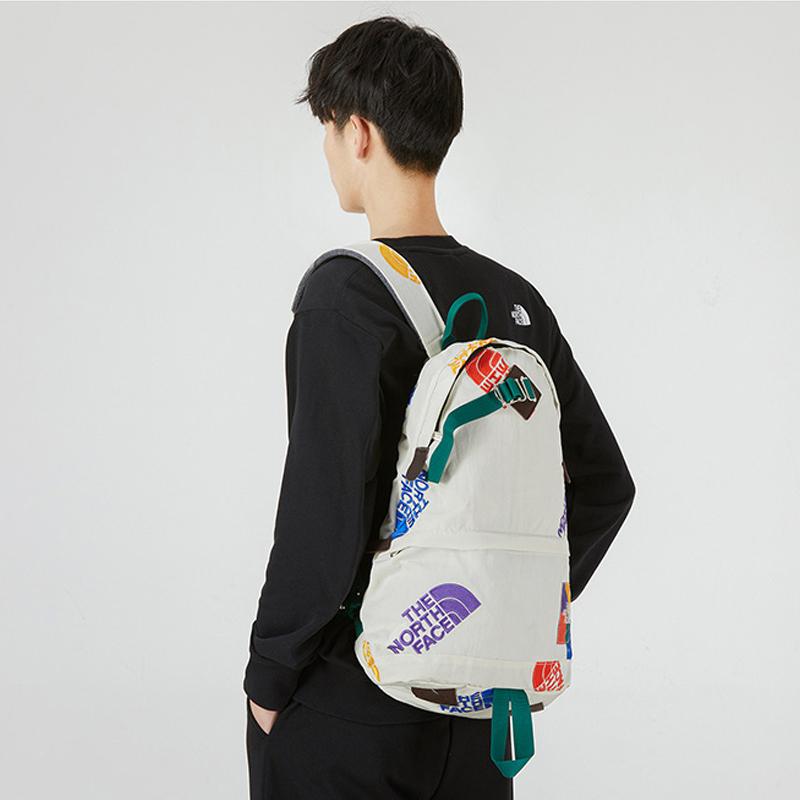 The North Face 17L Color Logo Printed Sports Casual Backpack Outdoor Bag Unisex Backpack Beige NF0A5EIV-11P